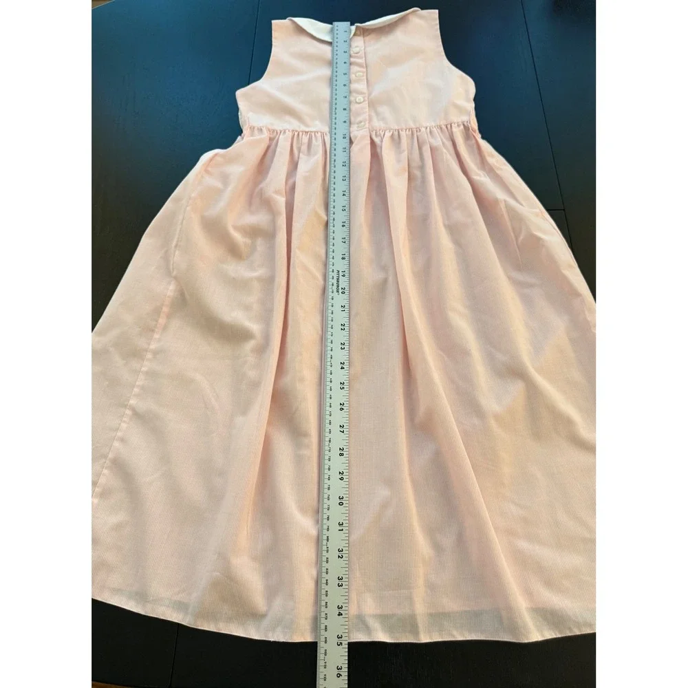 Vive La Fete Hand-Smocked Sleeveless Dress Girls Size 8 Pink/White Embroidered